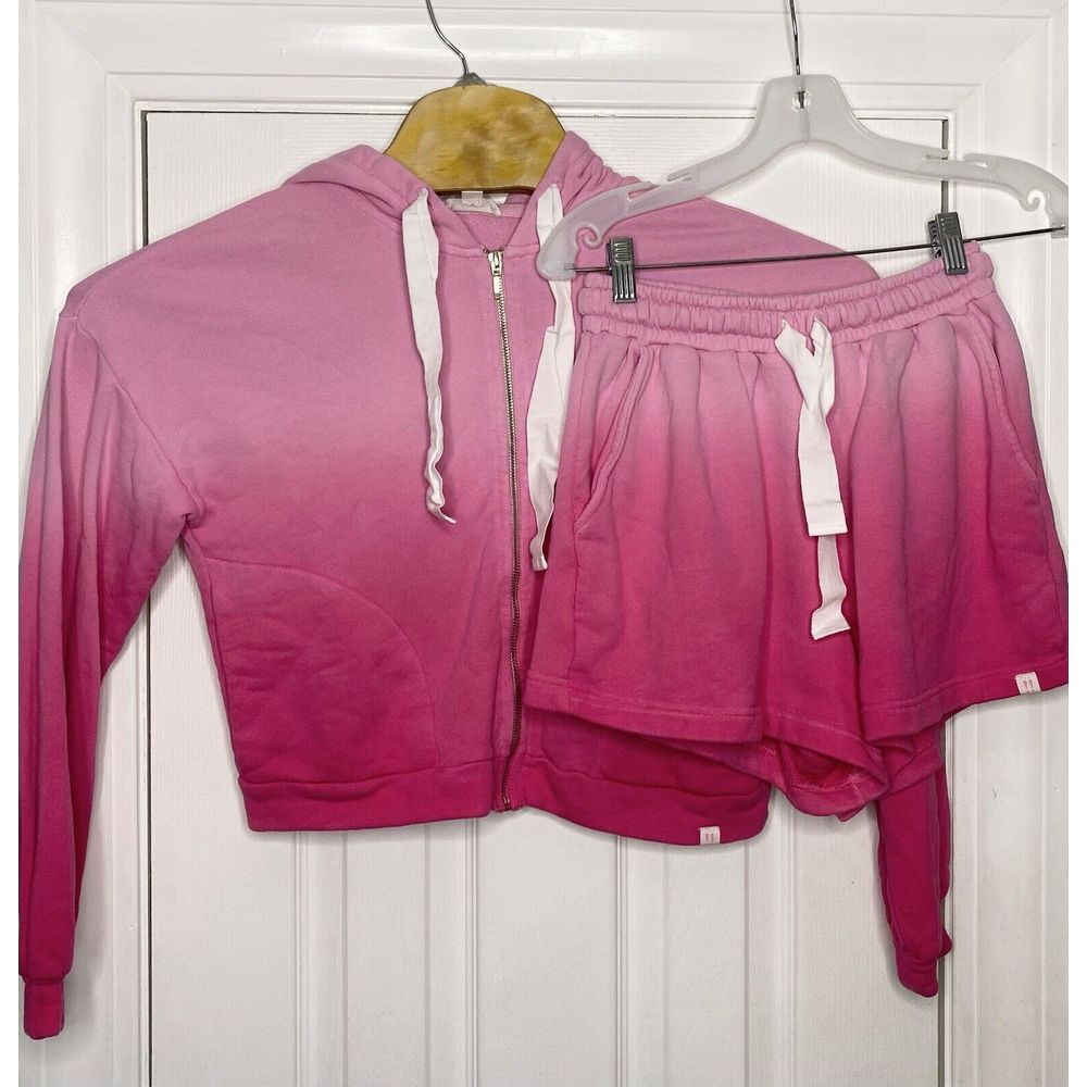 Roller Rabbit Women's Full‎ Zip Sweatshirt And Short Set Ombre Pink XS- READ
